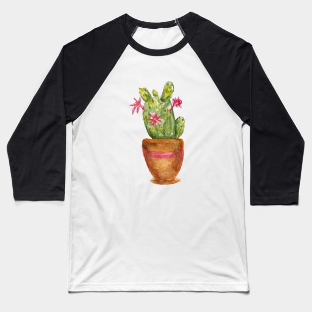 Watercolor cactus Baseball T-Shirt by lisenok